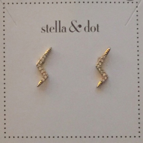 Stella & Dot lightening bolt crystal earrings new - Picture 4 of 6
